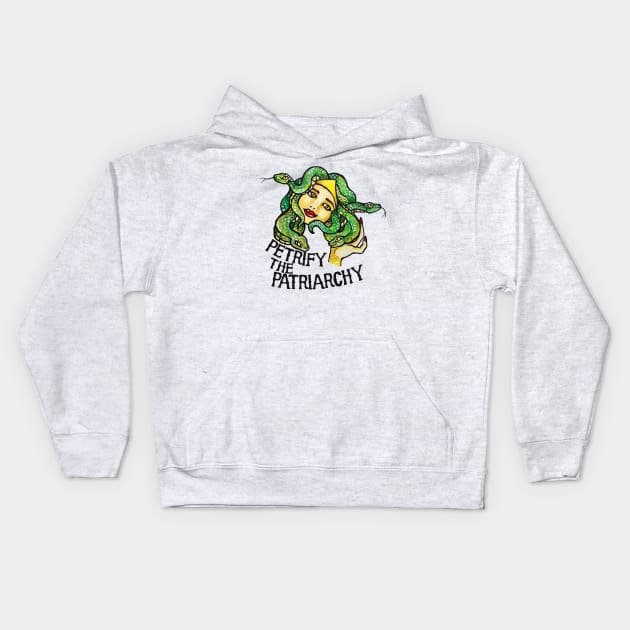 Petrify the Patriarchy Medusa Feminist Kids Hoodie by bubbsnugg